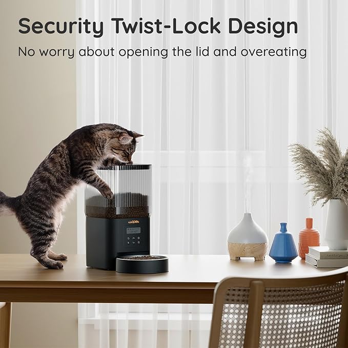 WOPET Automatic Cat Feeder (Black Cat Feeder, Regular)-Mewly Pet