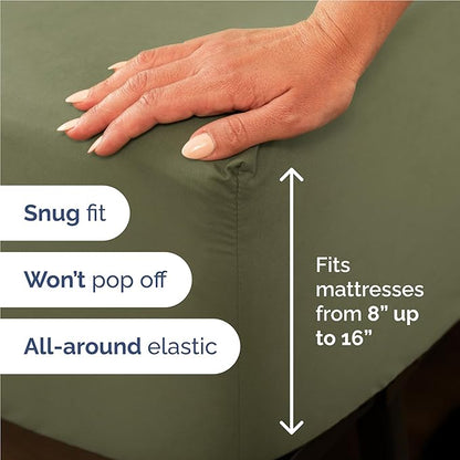 Twin XL 4 Piece Sheet Set - Comfy Breathable & Cooling - Ultra Soft Hotel Luxury Bedding Set w/ 8-16 Inch Deep Pockets - 1 Flat & 1 Fitted Sheet & 2 Pillowcases - Wrinkle Free & Easy Care - Sage Green