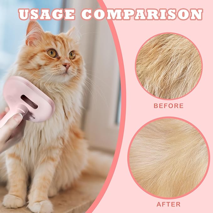 3-in-1 Steam Brush for Cats & Dogs – Hair Removal Comb with One-Click Release & Water Spray – Grooming Brush for Shedding, Long/Short Hair-Mewly Pet