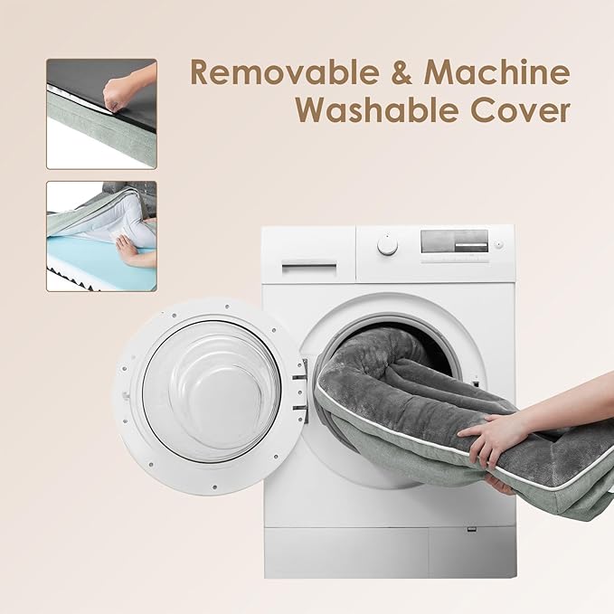 EHEYCIGA Orthopedic XL Dog Beds, Waterproof Memory Foam Dog Bed for Extra Large Dogs, Non-Slip Bottom and Egg-Crate Foam Big Pet Couch Bed with Washable Removable Cover, Greyish Green-Mewly Pet