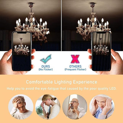 Cotanic Dimmable E12 LED Candelabra Bulb 4000K Daylight, Ceiling Fan Light Bulbs Small Base,60W Equivalent,Type B Bulb for Chandelier,Vintage B11 LED Candle Shape with Clear Glass,600LM,10 Pack