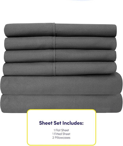Twin Size Bed Sheets - 4 Piece 1500 Supreme Collection Fine Brushed Microfiber Deep Pocket Twin Sheet Set Bedding - 1 EXTRA PILLOW CASES, GREAT VALUE, Twin, Gray