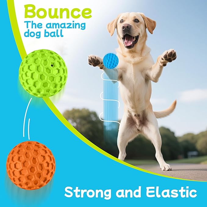 LUKITO Dog Chew Toys, Dog Toys for Aggressive Chewers Large Breed, Interactive Squeaky Balls, Tough Dog Toys with Natural Rubber for Large and Medium Small (3 Balls)-Mewly Pet