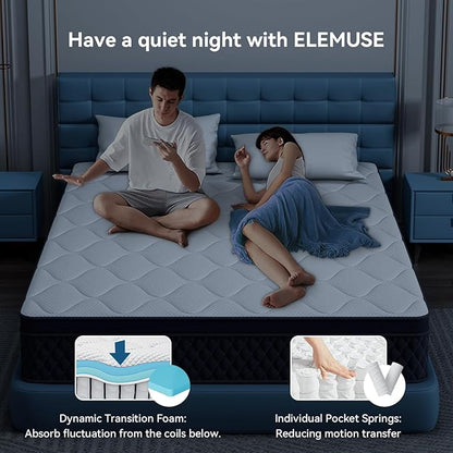 ELEMUSE 10 Inch Full Mattress in a Box, Memory Foam Hybrid Mattress with Individually Pocketed Springs for Isolate Motion, Pressure Relief, CertiPUR-US Certified