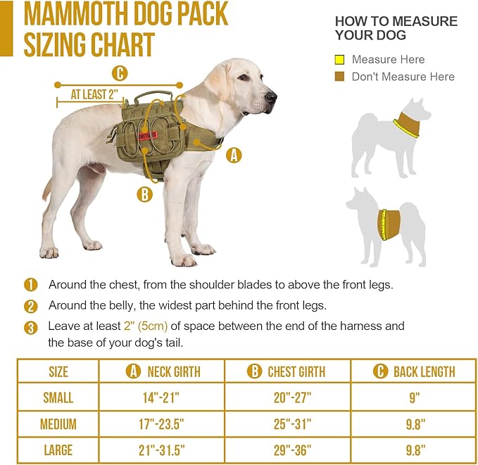 OneTigris Dog Backpack for Medium & Large Dogs, Nylon Backpack for Dogs Tactical Pet Backpack with Side Pockets for Hiking Walking Training Running (Brown, Medium)-Mewly Pet