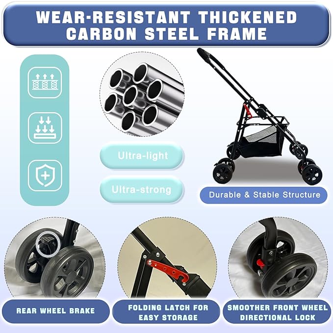 4 Wheels Pet Stroller 4 in 1 Pet Stroller with Detachable Carrier for Small & Medium Dogs Cats up to 55 lbs Easy-Folding Travel Dog Wagon with Car Seat Breathable Mesh,Blue Cartoon-Mewly Pet