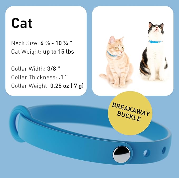 Silicone Cat Collars 2 Pack - Soft, Comfortable, and Lightweight Safety Breakaway Collar with Name Tag Ring for Outdoor Cats and Sensitive Skin Kittens by Nuvuq (6 ⅞" to 10 ¼", Blue)-Mewly Pet