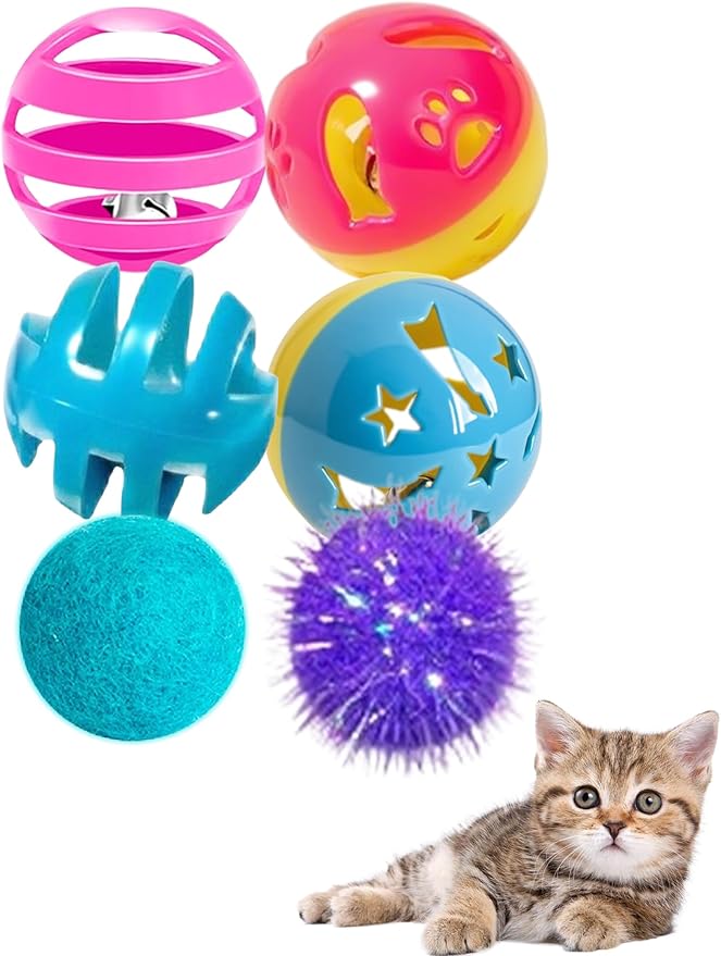 6-Pack Cat Toys for Kittens and Cats, On Cloud Nine (1.5'', Basic Cat Toy Set)-Mewly Pet
