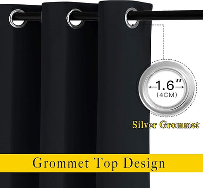 NICETOWN Black Out Curtains for Bedroom 84 inches Long - Light Reducing Thermal Insulated Solid Grommet Curtains/Panels/Drapes for Living Room (Set of 2, W52 x L84)