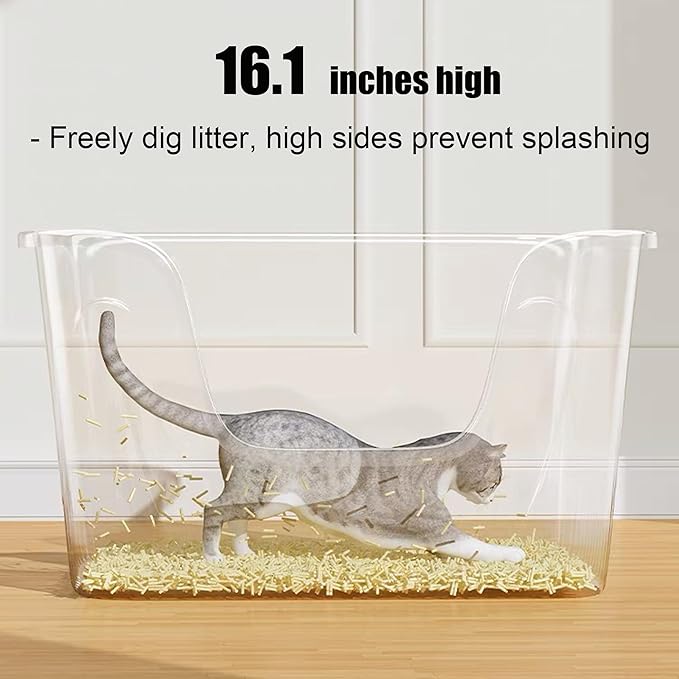 Vealind XXL Cat Litter Box 31''×21''×16'', Extra Large Litter Box for Big Cats or Multiple Cats, Jumbo High Sided Litter Pan, Leak-Proof & Anti-Splashing, Easy Clean & Durable (Green)-Mewly Pet