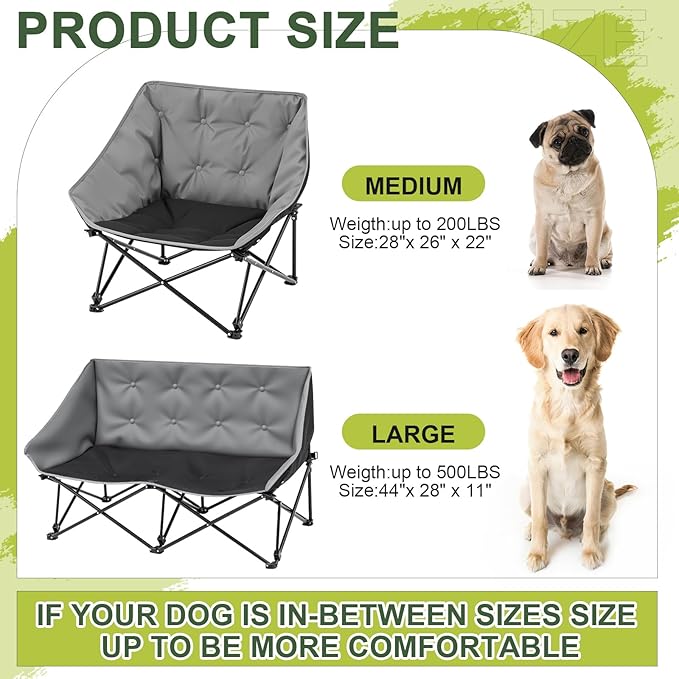 Portable Dog Camping Chairs for Dogs Raised Pet Bed for Outdoor Folding Chair Patio Lazy Puppy Cot Heavy Duty Pet Camping Gear(28x 24 x 22 Inches,Gray)-Mewly Pet