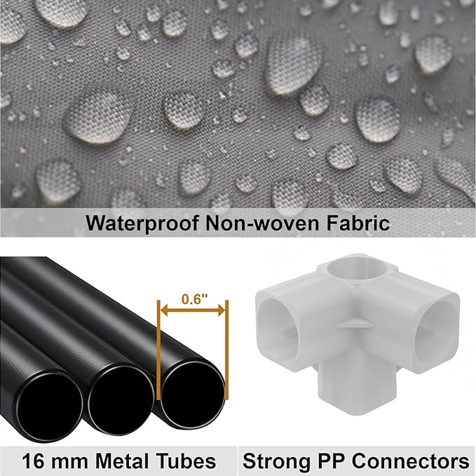 Portable Closet Wardrobe, 51-Inch Clothes Organizer with 2 Hanging Rods and 8 Shelves, Non-Woven Fabric Cover, Medium Capacity Storage for Bedroom and Living Room, Black