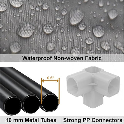 Portable Closet Wardrobe, 51-Inch Clothes Organizer with 2 Hanging Rods and 8 Shelves, Non-Woven Fabric Cover, Medium Capacity Storage for Bedroom and Living Room, Black