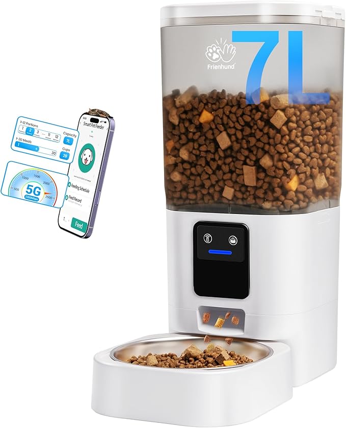 Automatic Cat Feeder with Slow Feed: 5G WiFi Automatic Dog Feeder with APP Control, 7L Auto Cat Food Dispenser with Alexa for Multiple Pets, Detachable for Easy Cleaning - 29 Cup-Mewly Pet