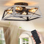 LEDIARY Ceiling Fans With Lights Remote Control, 22 Inch Farmhouse Caged Flush Mount Ceiling Fan Low Profile, Small Industrial Rustic Quiet Ceiling Fan With Remote For Bedroom, Kitchen, Indoor Home