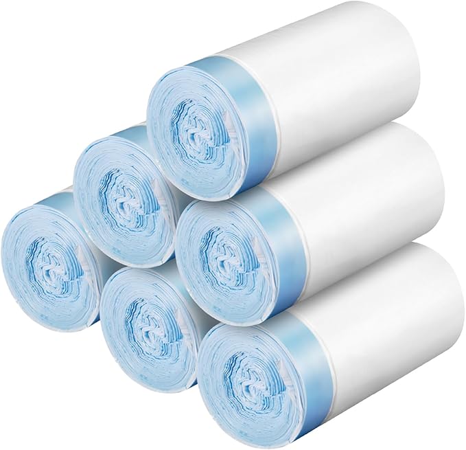 80 Count Waste Bags for Self-Cleaning Cat Litter Box, Replacement Extra Large Cat Litter Box Liners, 4 Rolls Drawstring Trash Bags for Robot, 20 x 18 Inches（4 Packs/80 Counts）-Mewly Pet