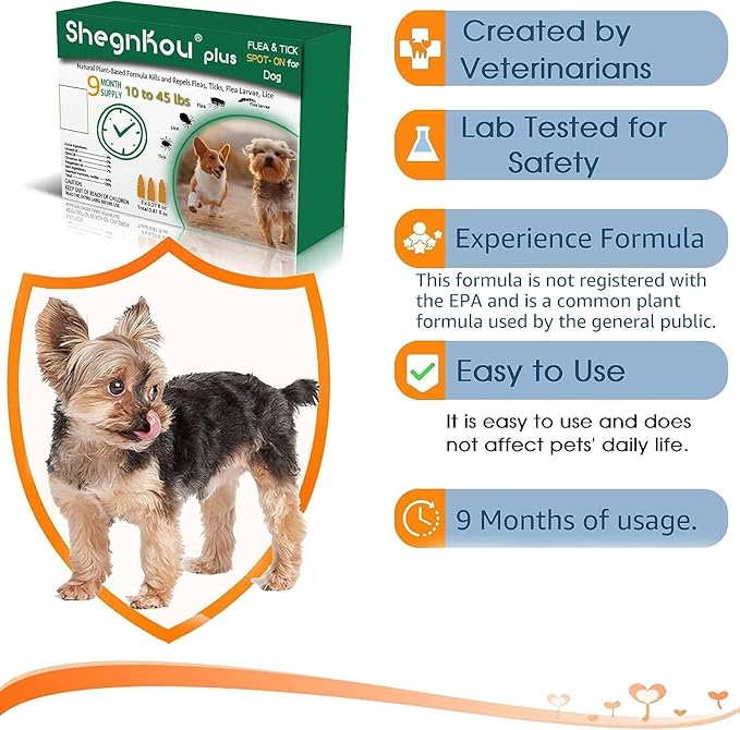 Natural Puppy Flea & Tick Treatment (4-44 lbs) | 9-Month Protection + Free Tools | Vet-Reviewed Formula-Mewly Pet