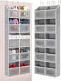 Over the Door Organizer - 10 Compartments, 80 lbs Load Behind Door Storage, Extra Large Hanging Storage Organization, Door Hanging Organizer for Bedroom, Bathroom, Nursery, Shoes, Diaper, Grey
