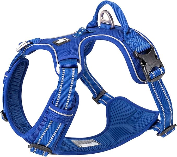 TRUE LOVE Dog Harness No Pull Nylon Reflective Pet Harness Adjustable Comfortable Control Step-in Brilliant Colors Truelove TLH56512 Royal Blue-Mewly Pet