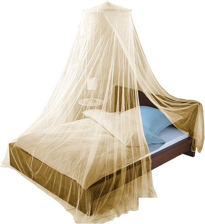 Just Relax Decorative Elegant Bed Net Canopy Set Including Full Hanging Kit, Ideal for Indoors or Outdoors, Intended for a for Covering Beds, Cribs, Hammocks (Beige, Twin/Full)