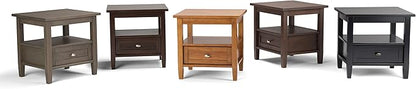 SIMPLIHOME Warm Shaker SOLID WOOD 20 inch Wide Rectangle Transitional End Side Table in Farmhouse Brown for the Living Room and Bedroom