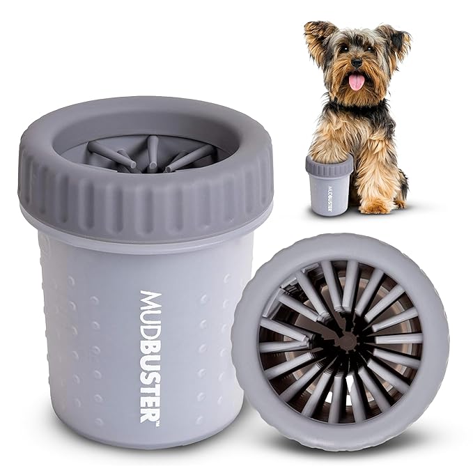 Dexas MudBuster Portable Dog Paw Cleaner, Premium Quality Small Light Gray Pet Accessory-Mewly Pet
