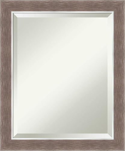 Amanti Art Brown Bathroom Mirror for Over Sink, 23x19 Noble Mocha Rectangle Vanity Mirror, Small Casual Frame, Hangs Horizonally and Vertically, Bathroom Wall Decor, Beveled Edge