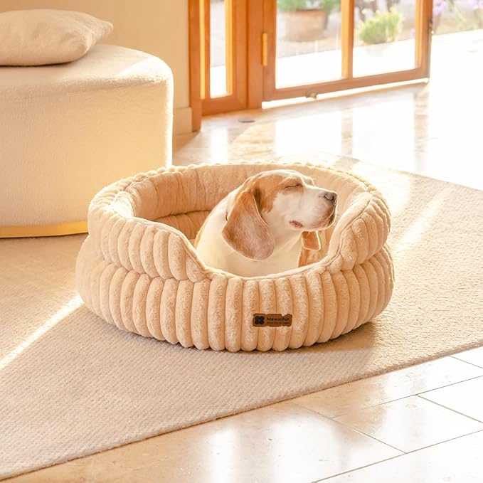 MEWOOFUN Dog Bed for Medium Dogs, Washable Large Cat Beds for Indoor Cats, Donut Pet Bed for Dogs and Cats with Anti-Slip Bottom (Camel, 27"x27"x10")-Mewly Pet