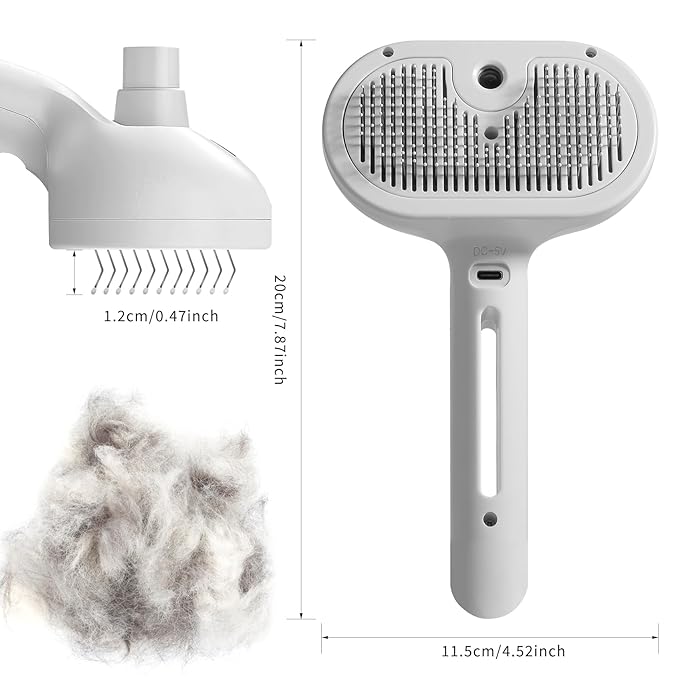 3-in-1 Steam Brush for Cats & Dogs – Hair Removal Comb with One-Click Release & Water Spray – Grooming Brush for Shedding, Long/Short Hair-Mewly Pet