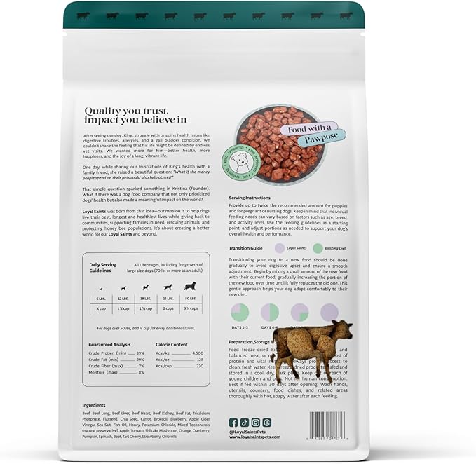 Freeze Dried Raw Dog Food - Premium Beef Flavor with High Protein and Grain Free Dog Food for Small or Large Breeds and Picky Eaters - Versatile as Meal Topper, Snack, and Treats, 14 Oz-Mewly Pet