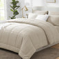 CozyLux California King Comforter Sets Oatmeal, 7 Pieces Cal King Bed in a Bag, All Season Bedding Sets with Stitch Quilted Comforter, Flat Sheet, Fitted Sheet, Pillowcases