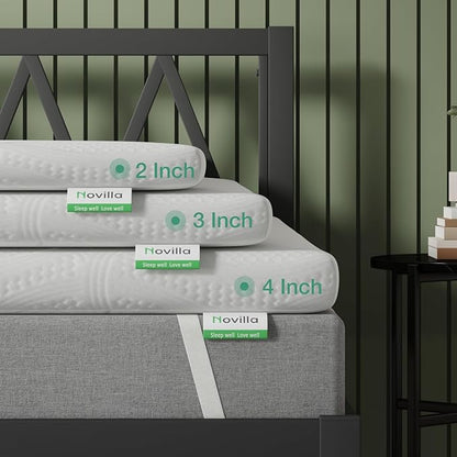 Novilla 3 Inch Mattress Topper King, Ventilated Design Gel Memory Foam Mattress Topper for Back Pain & Pressure Relieving, Supportive & CertiPUR-US Certified