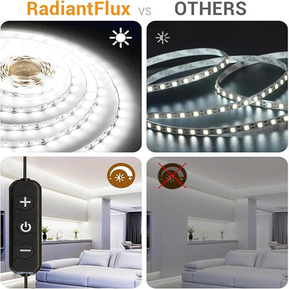 Under Cabinet Lighting Kit Small Led Strip Lights 10 ft White, Dimmable Flexible LED Lights Strip, 180 Leds, Super Bright LED Tape Rope Lights for for Kitchen Cabinets, Shelf, Desk, Counter