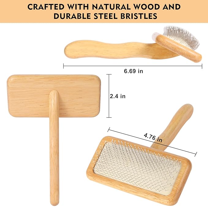 Dog Slicker Brush for Shedding & Grooming - Professional Dog Brush and Cat Brush with Coated Tips & Air-Cushion Design, Deshedding Tool Removes Undercoat Tangles & Loose Fur for Long/Short Hair Pets-Mewly Pet