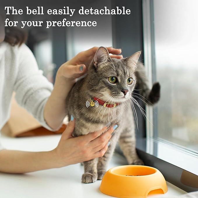 OOPSDOGGY Rolled Leather Cat Collar with Bell - Reflective Kitten Collar with Safety Elastic Strap - Adjustable Small Pet Collars for Boy Girl Cats (Black)-Mewly Pet