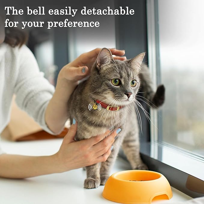 OOPSDOGGY Rolled Leather Cat Collar with Bell - Reflective Kitten Collar with Safety Elastic Strap - Adjustable Small Pet Collars for Boy Girl Cats (Graphite)-Mewly Pet