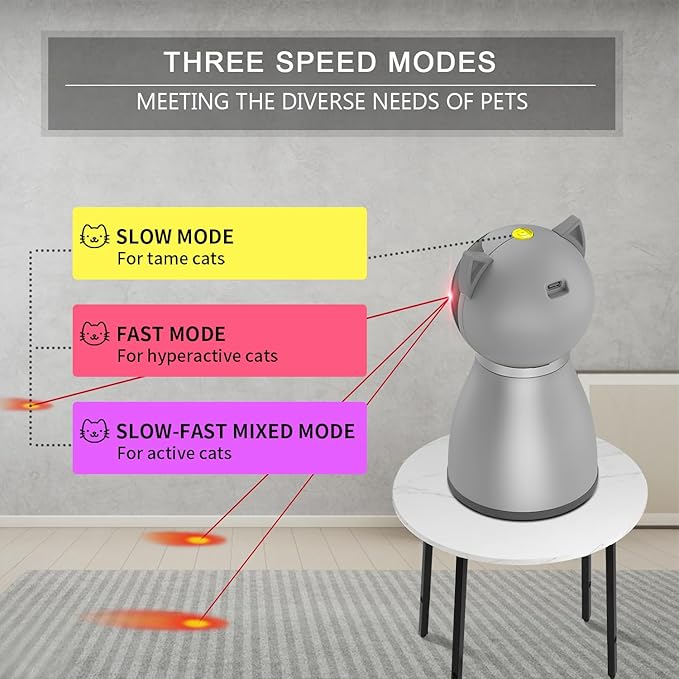 Laser Cat Toys for Indoor Cats,The 4th Generation Real Random Trajectory Motion Activated Rechargeable Automatic Cat Laser Toy,Interactive Cat Toys for Bored Indoor Adult Cats/Kittens (Gray)-Mewly Pet