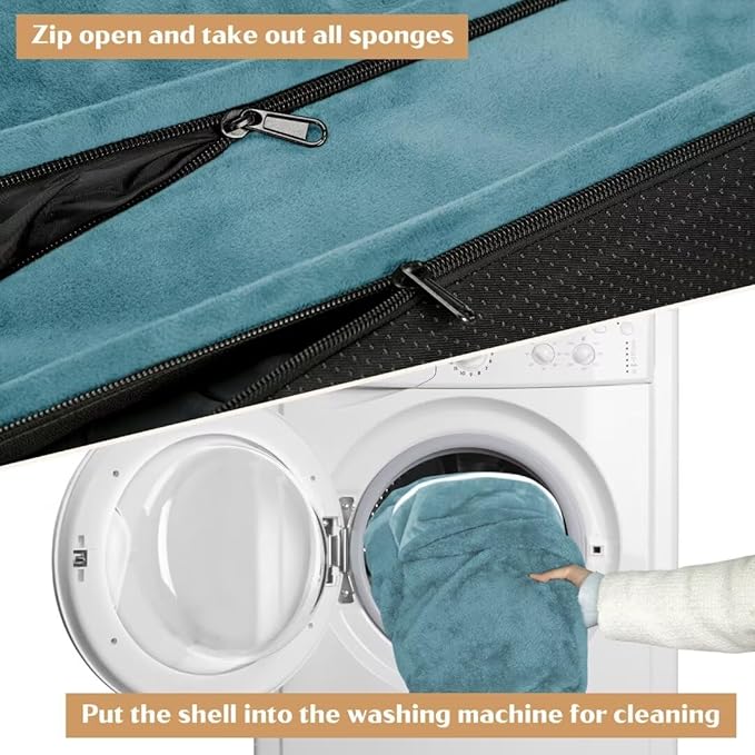 Comfort Expression Waterproof Large Dog Beds, Orthopedic Dog Beds for Large Dogs, Comfy Pet Bed Sofa with Washable Removable Cover & Non-Slip Bottom(Washed Blue)-Mewly Pet