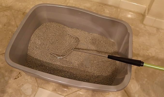 Sand Dipper Cat Poop Scooper & Chicken Poop Scooper - Rugged Big 6" Square Stainless Steel Long Handle for Home Kitty Litter Scoop & Farm Chicken Coop Scooper (Junior)-Mewly Pet