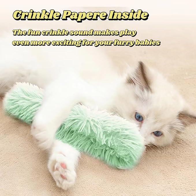 Catnip Toys with 3Pcs Cat Toys - Skin-Friendly Pillow Kicker Toy for Indoor Cats with Crinkle Paper, Catnip & Teething Soother (Pink/Green/Blue)-Mewly Pet