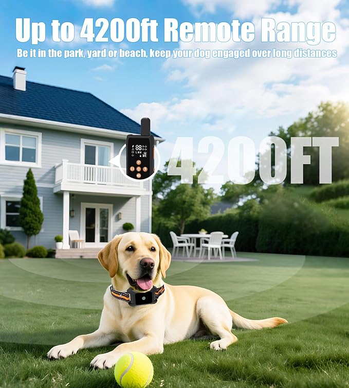 Dog Training Collar with Remote 4200FT 3 Dogs - Shock Collar for Barking Control, 4 Modes(Beep/Vibe/Static), IPX7 Waterproof for Swimming, 30-Day Rechargeable Battery, Adjustable for Small to XL Dogs