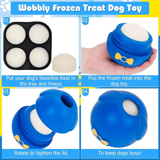 Yipetor Interactive Treat Dispensing Dog Toy, Large 3IN1 Dog Enrichment Toy, Tough Rubber Chew Ball Dog Treat Frozen Puzzle Toys for Large Medium Breeds - Keep Them Busy/Anxiety Relief/Feeding Slow-Mewly Pet