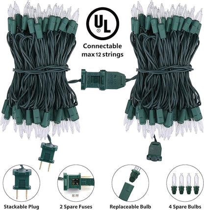 Toodour Clear Christmas Lights, 12.5ft 50 Count Incandescent Indoor Outdoor String Lights, UL Certified Connectable Green Wire Mini Bulb Light for Home, Party, New Year, Xmas Tree Decor - Warm White