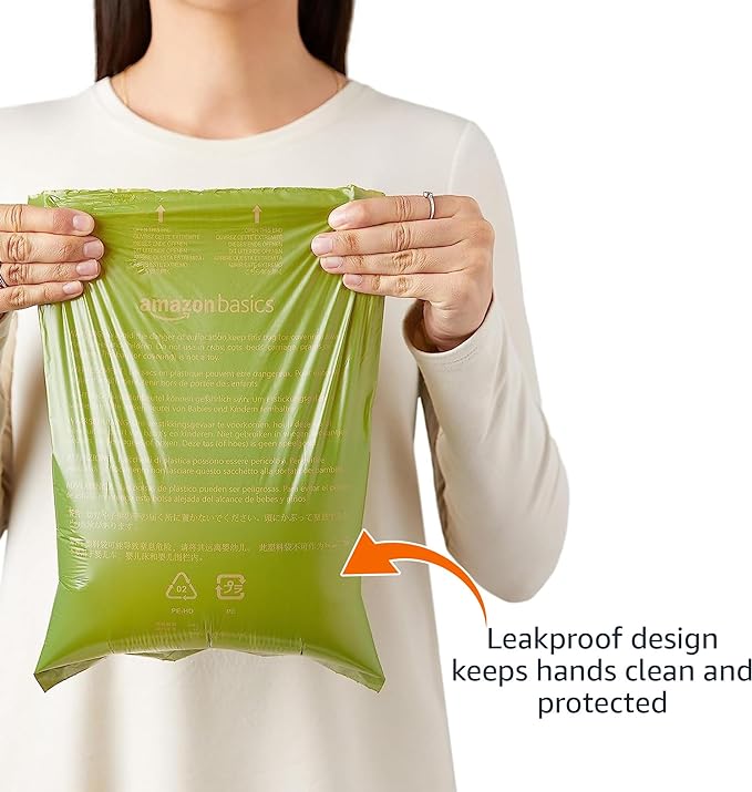 Amazon Basics Dog Poop Bags with Dispenser, 540 Count, Enhanced for Guaranteed Leakproof, Lavender Scented, Includes Leash Clip-Mewly Pet