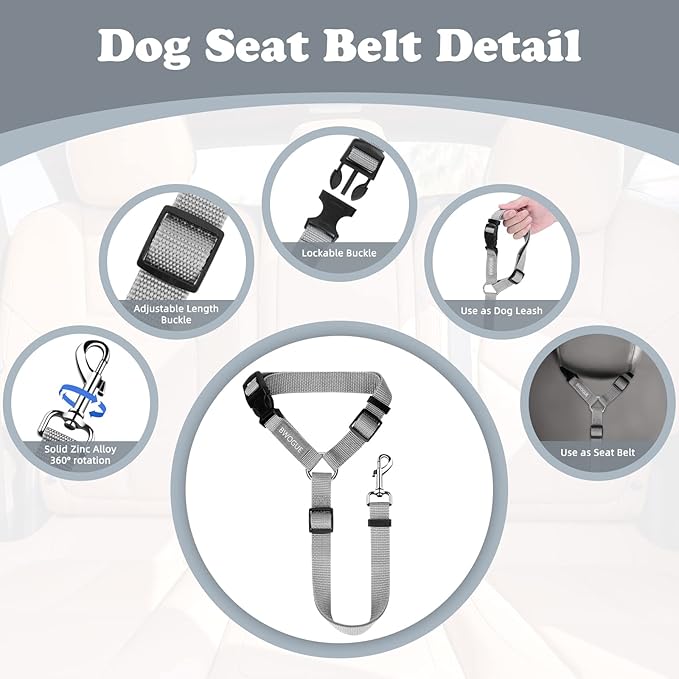 BWOGUE Pet Dog Cat Seat Belts, Car Headrest Restraint Adjustable Safety Leads Vehicle Seatbelt Harness (1 Pack)-Mewly Pet