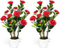 2Pack Artificial Camellia Tree, 2FT Faux Camellia Plant in Pot with Red Flowers for Spring Home Front Door Outdoor Indoor Decoration,Red
