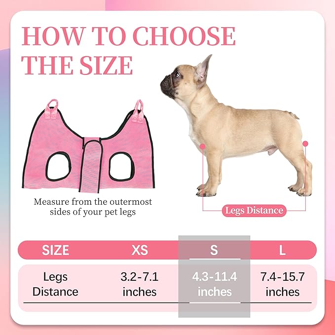 PatiencET Dog Grooming Hammock, Pet Grooming Hammock for Cats & Dogs with Security Strap, Dog Sling for Nail Trimming with Nail Clippers/Trimmer, Nail File, Pet Comb(Pink S)-Mewly Pet