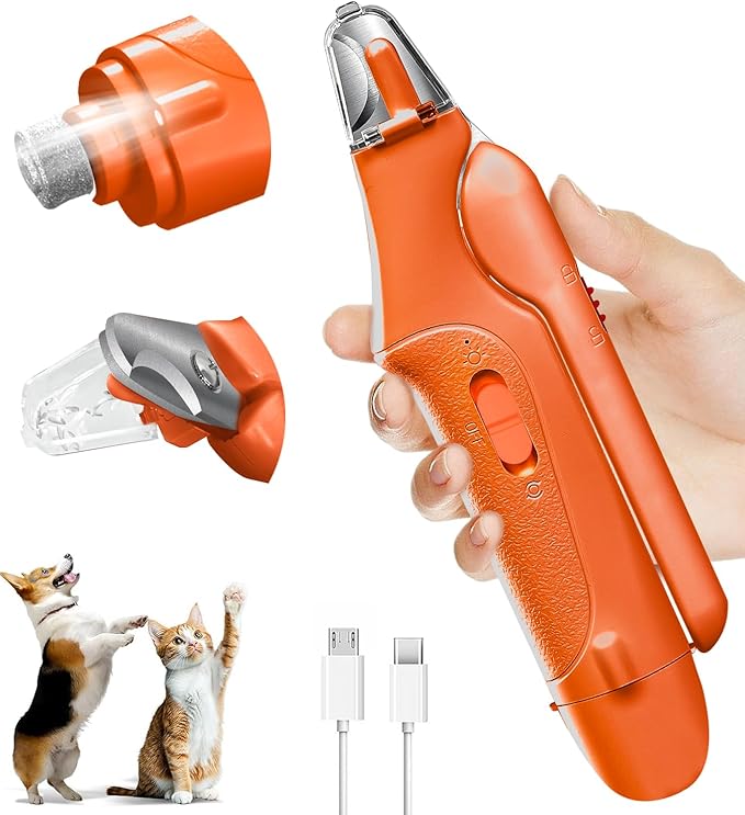 2 in 1 Dog Nail Clippers & Cat Nail Clippers Trimmers for Large Medium Small Dogs Cats Claw Trimmer Quick Sensor and Safety Guard USB Rechargeable Dogs Nail Trimmer with Catcher & 2 LED Lights-Mewly Pet