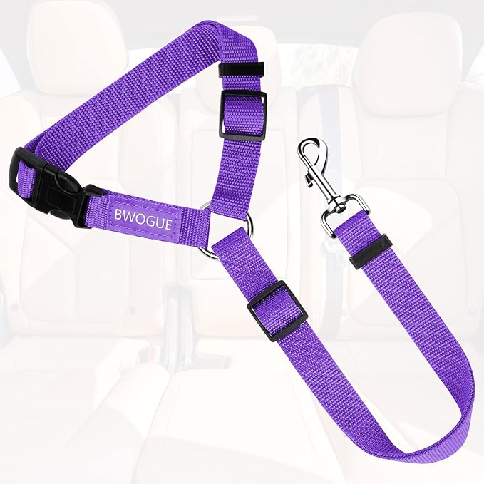 BWOGUE Pet Dog Cat Seat Belts, Car Headrest Restraint Adjustable Safety Leads Vehicle Seatbelt Harness (1 Pack)-Mewly Pet