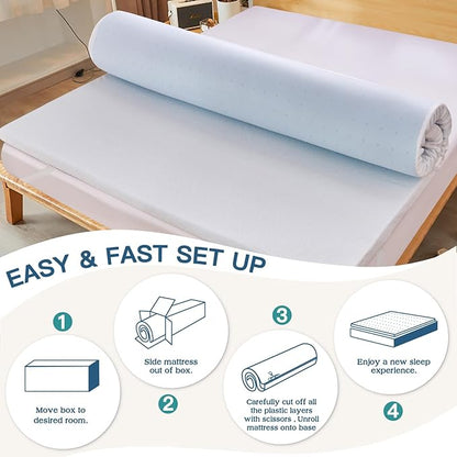 Airensky 3 Inch Memory Foam Mattress Topper,Cooling Gel Infused High Density Twin(39"x75") Topper with Removable Skin-Friendly Cover,Bed Topper for Pressure Relief Back Pain, CertiPUR-US Certified